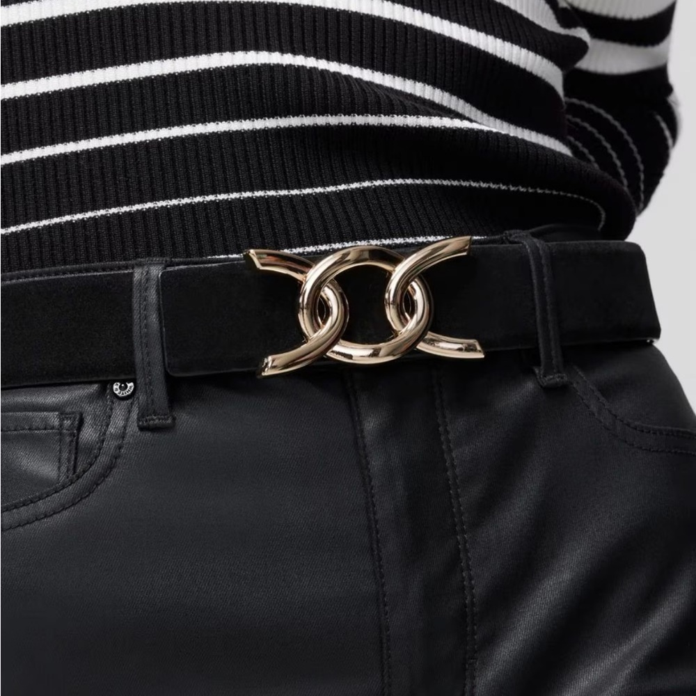 Suede denim belt